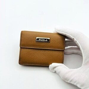 Furla Bi Fold Wallet Men Tan Authentic Leather